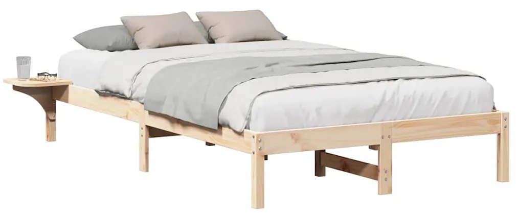 vidaXL Πλαίσιο κρεβατιού με κομοδίνα Καφέ 135 x 190 cm Καφέ