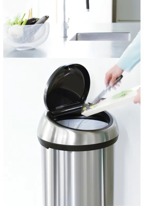 Κάδος BrabantiaTouch 647246, 60 l, Ομαλό και αθόρυβο άνοιγμα, Λευκό