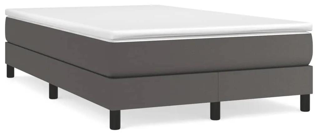 Κρεβάτι Boxspring με Στρώμα Γκρι 120x190εκ. από Συνθετικό Δέρμα - Γκρι