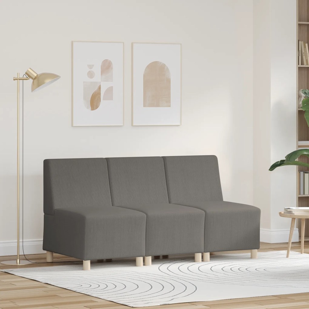 vidaXL Καθίσμα Σαλονιού 3 pcs Ανοιχτό γκρι 55 x 74 x 82 εκ. Βελούδο