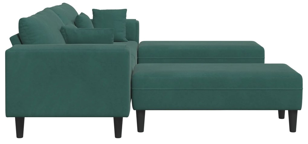 vidaXL Βελούδινος καναπές 3 pcs Σκούρο Πράσινο 208 εκ. Βελούδο
