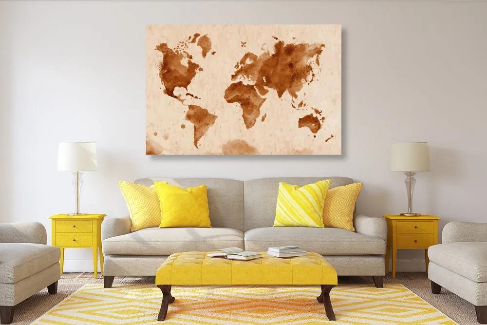 Εικόνα στον παγκόσμιο χάρτη φελλού σε ρετρό σχέδιο - 120x80  color mix