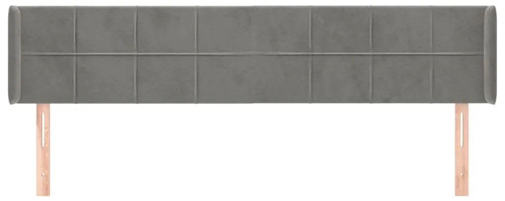 Κεφαλάρι με Πτερύγια Ανοιχτό Γκρι 183x16x78/88 εκ. Βελούδινο 3118828