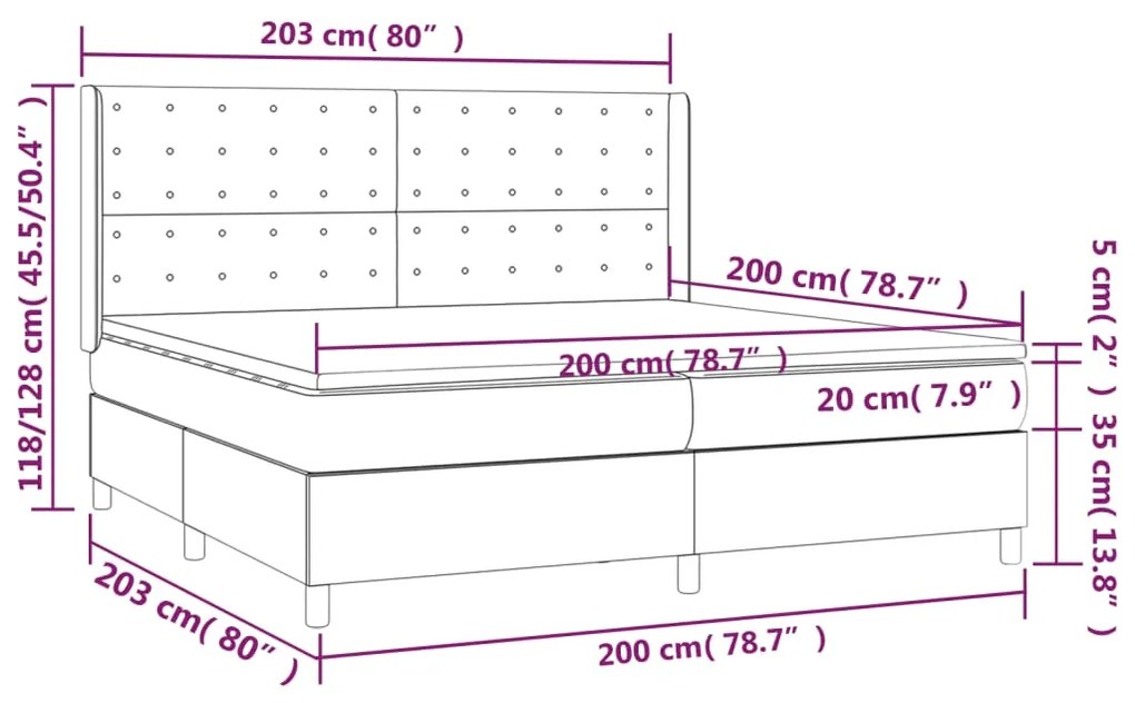 ΚΡΕΒΑΤΙ BOXSPRING ΜΕ ΣΤΡΩΜΑ &amp; LED ΚΡΕΜ 200X200 ΕΚ. ΥΦΑΣΜΑΤΙΝΟ 3138666