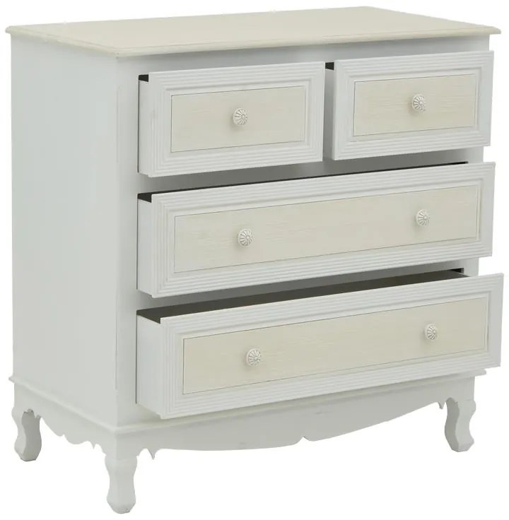 Συρταριέρα Joliene Inart mdf σε λευκή αντικέ-φυσική απόχρωση 80x40x80εκ 80x40x80 εκ.