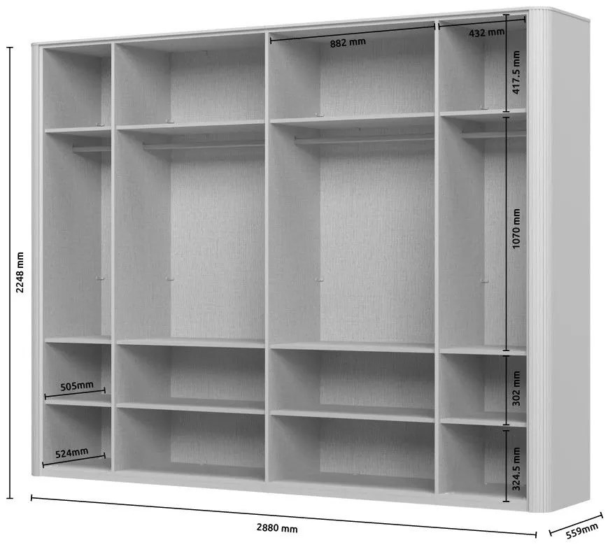 Ντουλάπα Dutchess εξάφυλλη mirror