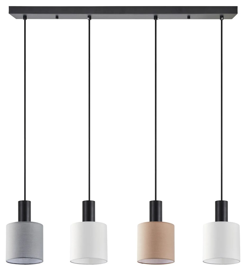 Φωτιστικό Οροφής  SE21-BL-4-4BL-SH123 ADEPT FLEX Black Pendant White, Grey, Brown Fabric Shade+ - 51W - 100W - 77-8917