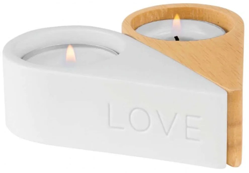 Βάση Ρεσώ Love &amp; Peace RD0017195 10,5x10,5x3cm Natural-White Raeder Ξύλο,Πορσελάνη