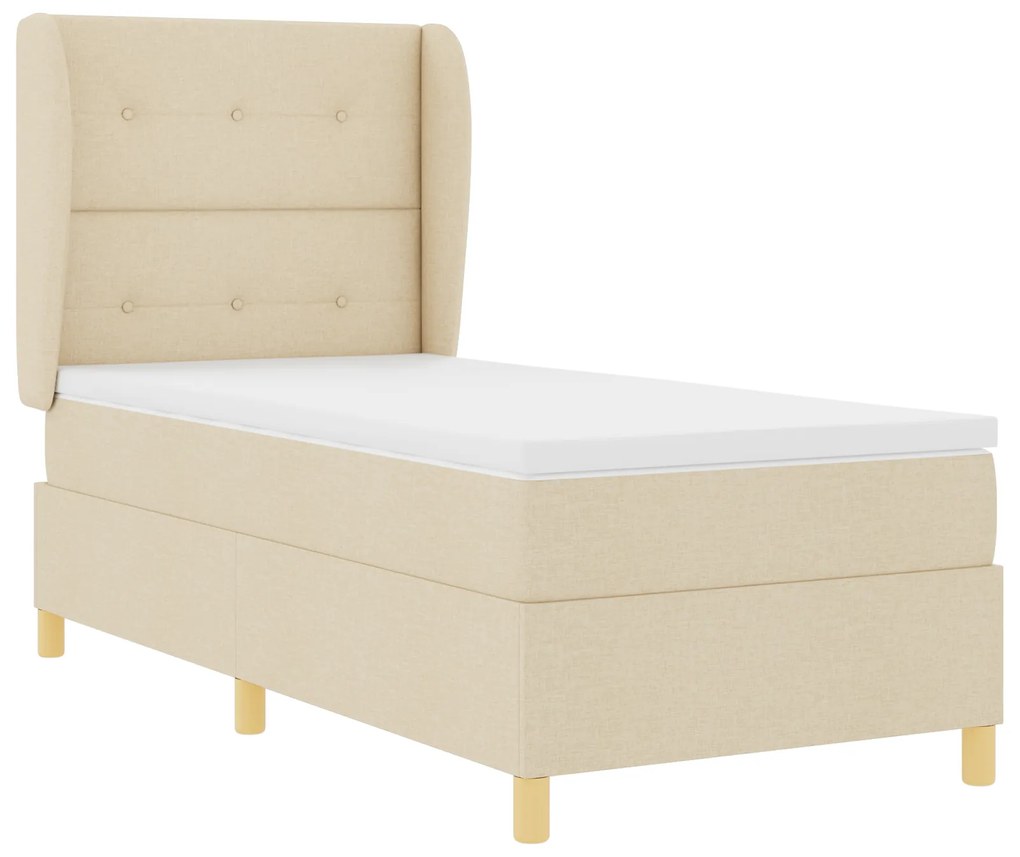 vidaXL Κρεβάτι με Στρώμα Κρεμ 90x200 εκ Fabrico