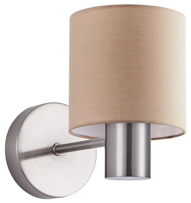 Φωτιστικό Τοίχου - Απλίκα SE21-NM-16-SH3 ADEPT NICKEL MATT WALL LAMP BROWN SHADE+ - Ύφασμα - 77-8301