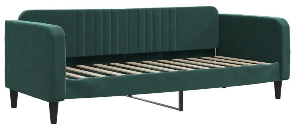 Καναπέ Κρεβάτι με Στρώμα Σκούρο πράσινο 80 x 200 εκ. Βελούδινος - Πράσινο