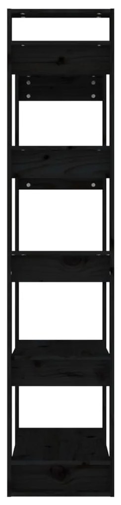 vidaXL Βιβλιοθήκη/Διαχωριστικό Χώρου Μαύρο 80x35x160 εκ. Μασίφ Ξύλο