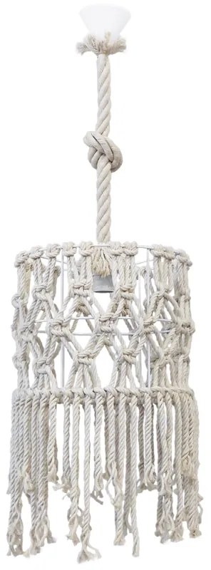 Φωτιστικό Οροφής Mac-02 Φ30 1/L Macrame 31-1064 White Heronia Rope, Metal