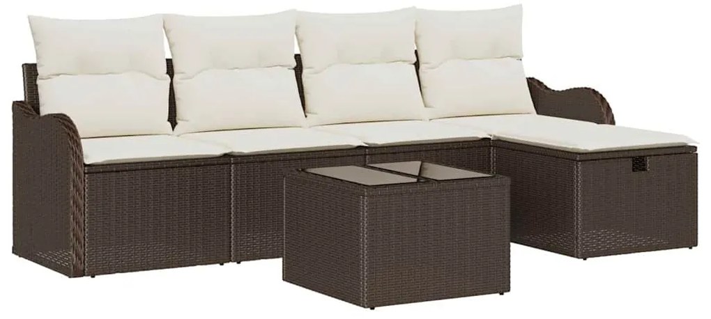 vidaXL Σετ Καναπέ Κήπου 6 pcs Καφέ και κρεμ 231 x 117 x 85 εκ