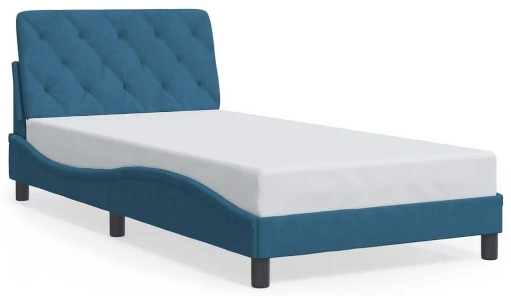 vidaXL Πλαίσιο κρεβατιού με LED χωρίς στρώμα Μπλε 100 x 200 εκ. Βελούδινο