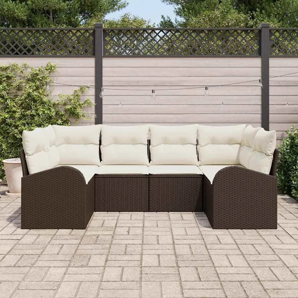 vidaXL Σετ Καναπέ Κήπου 6 pcs Καφέ Πολυ ράταν