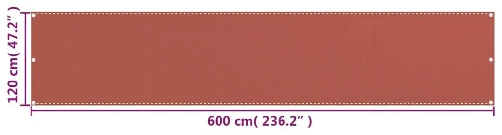 Διαχωριστικό Βεράντας Τερακότα 120 x 600 εκ. από HDPE - Καφέ