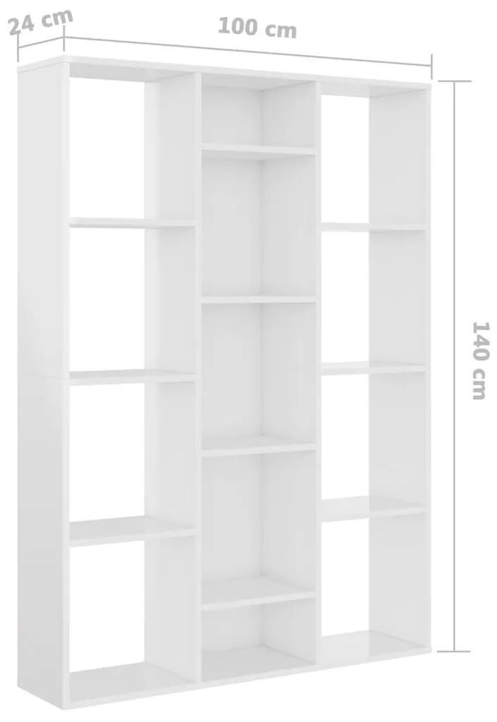 Διαχωριστικό/Βιβλιοθήκη Γυαλ. Λευκό 100x24x140 εκ. Μοριοσανίδα - Λευκό