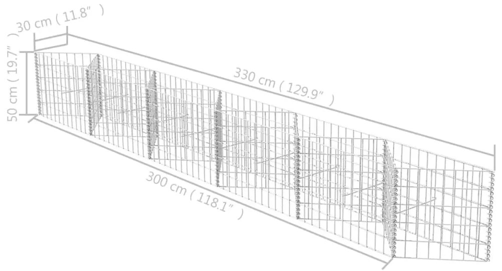 vidaXL Συρματοκιβώτιο 300 x 30 x 50 εκ. από Γαλβανισμένο Χάλυβα