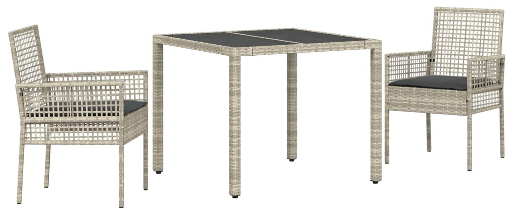 vidaXL Σέτ φαγητού για κήπο 3 pcs Ανοιχτό γκρι 90 x 90 x 75 cm