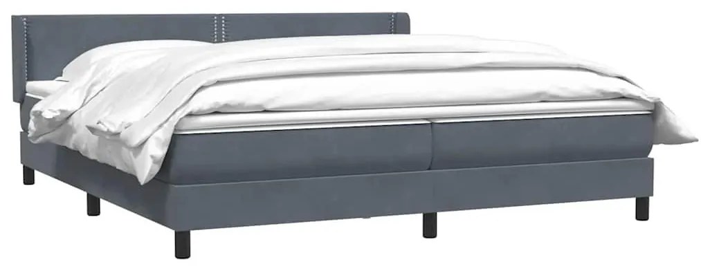 Box Spring Κρεβάτι με στρώμα Σκούρο γκρι 200x220 cm Βελούδινο - Γκρι