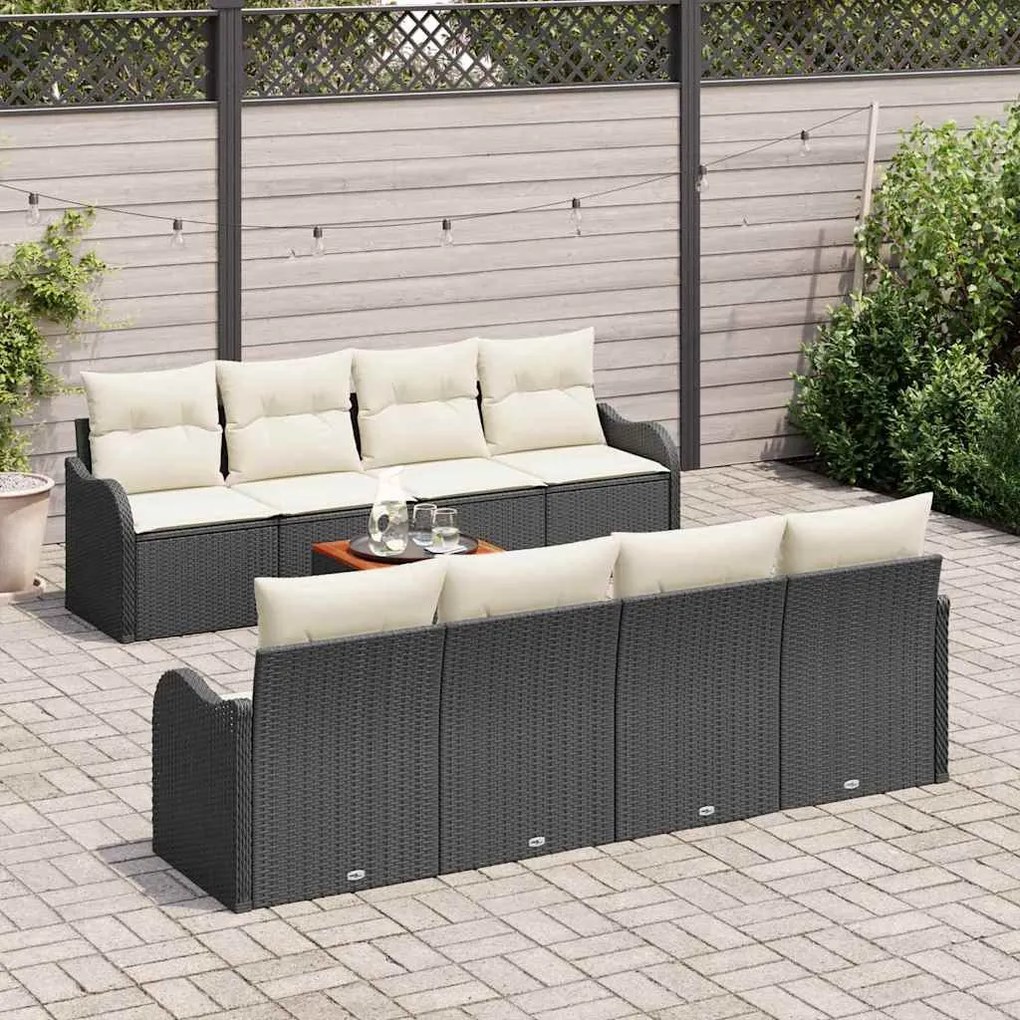 vidaXL Σετ Καναπέ Κήπου 9 pcs Μαύρος, λευκός