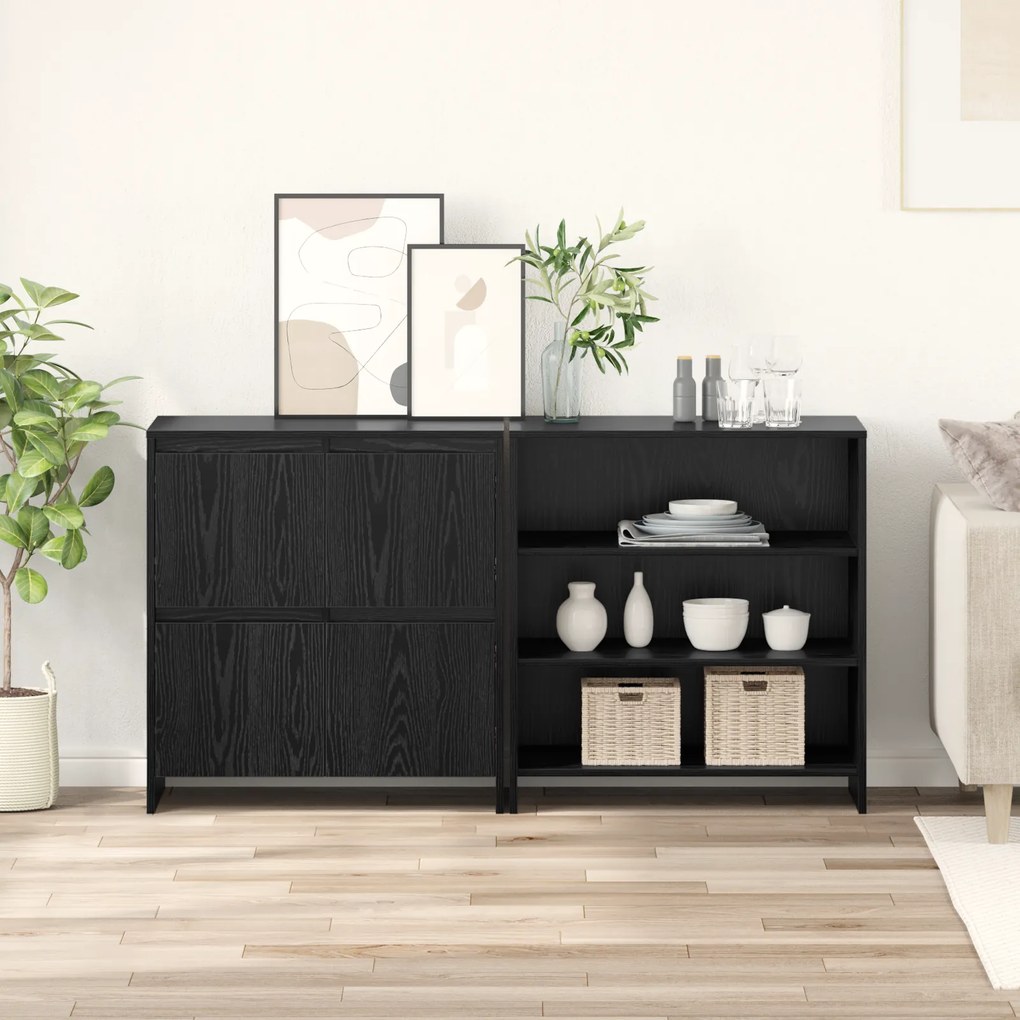 vidaXL Πλαϊνό γραφείο με ράφι με πόρτα 2 pcs Μαύρη δρυς 70 x 41 x 75 εκ.