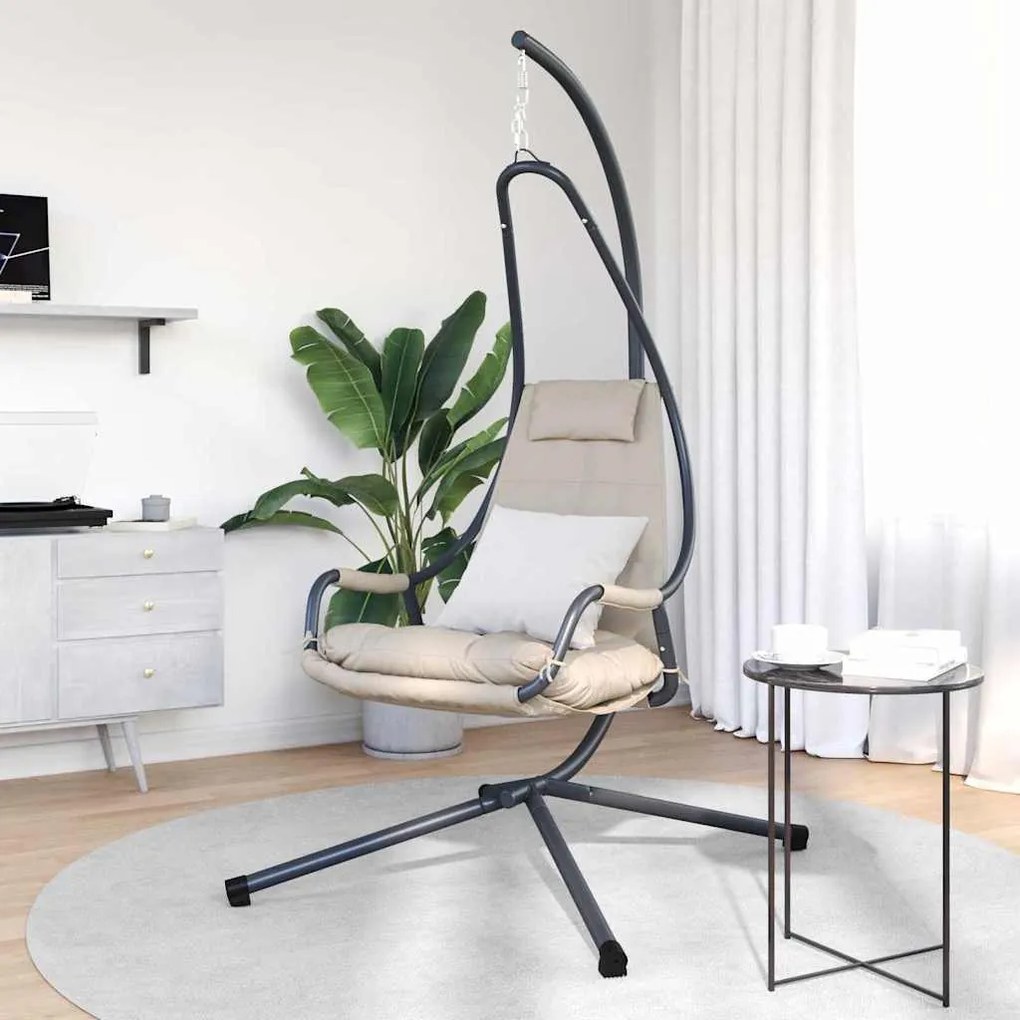 vidaXL Κρεμαστή καρέκλα αυγό Taupe 94 x 107 x 196.5 εκ. Ατσάλι