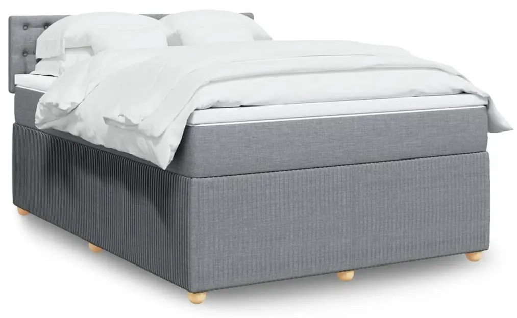 Κρεβάτι Boxspring με Στρώμα Ανοιχτό Γκρι 140x200 εκ. Υφασμάτινο