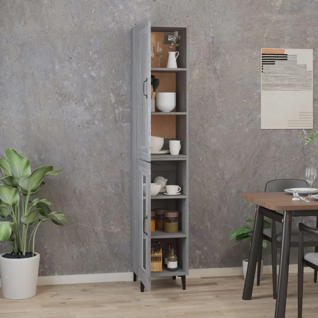 vidaXL Ντουλάπι Γκρι Sonoma 35 x 34 x 180 εκ. από Επεξεργασμένο Ξύλο