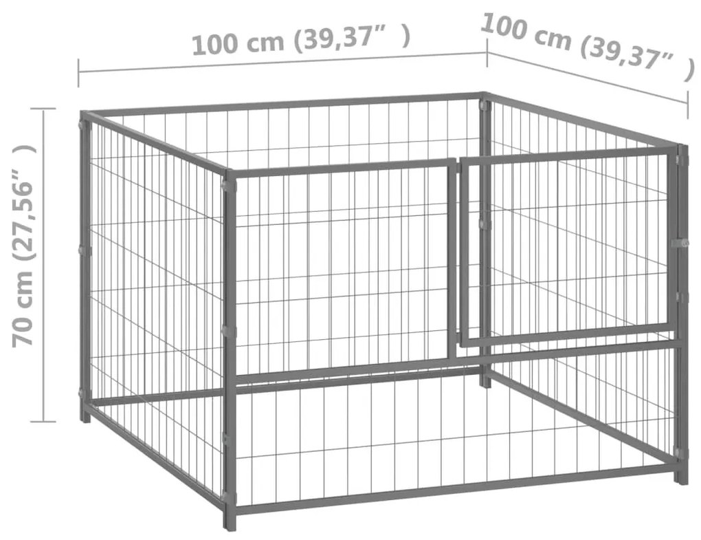 Σπιτάκι Σκύλου Ασημί 100 x 100 x 70 εκ. Ατσάλινο - Ασήμι