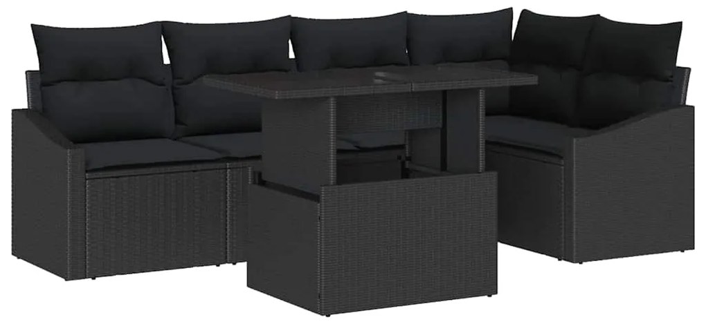 vidaXL Σετ Καναπέ Κήπου με μαξιλάρι 6 pcs Μαύρο 100 x 55 x 73 εκ