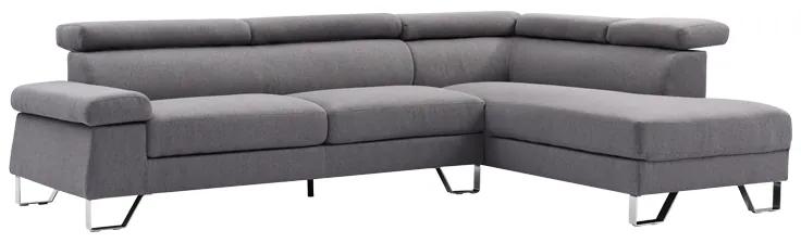 Γωνιακός καναπές Gracious pakoworld δεξιά γωνία ύφασμα ανθρακί 257x178x86εκ