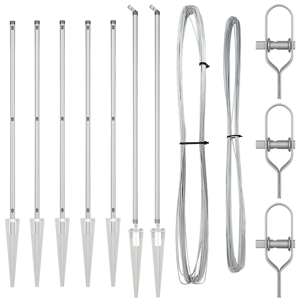 vidaXL Πό posts φράχτη 7 pcs Ασημί Ø32mm 170 εκ Γαλβανισμένος χάλυβας