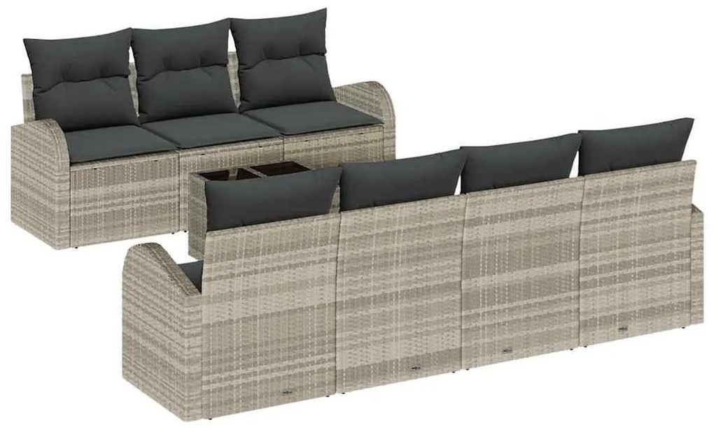 vidaXL Σετ Καναπέ Κήπου 8 pcs Ανοιχτό γκρι 55 x 55 x 37 εκ