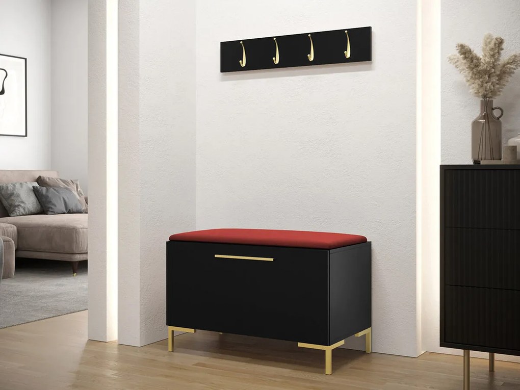 Σετ διαδρόμου Hartford F108, 84x44cm, Κόκκινο, Μαύρο, Ταπισερί, Πλαστικοποιημένη μοριοσανίδα, Τοίχου, Εντοιχισμένη | Epipla1.gr