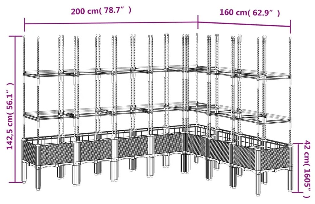 ΖΑΡΝΤΙΝΙΕΡΑ ΚΗΠΟΥ ΜΕ ΚΑΦΑΣΩΤΟ ΚΑΦΕ 200 X 160 X 142,5 ΕΚ. ΑΠΟ PP 367975