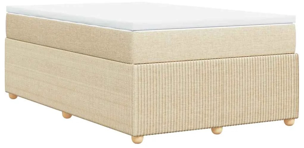 vidaXL Κρεβάτι Boxspring με Στρώμα Κρεμ 120x200 εκ. Υφασμάτινο
