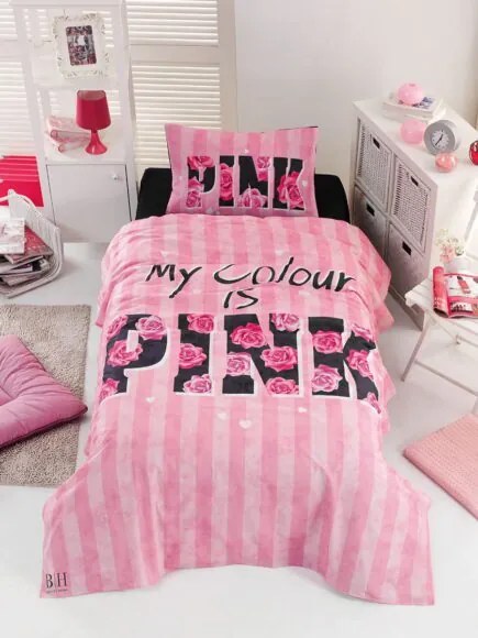Beauty Home Σετ κουβερλί μονό Pink Art 6113 160x240 Ροζ