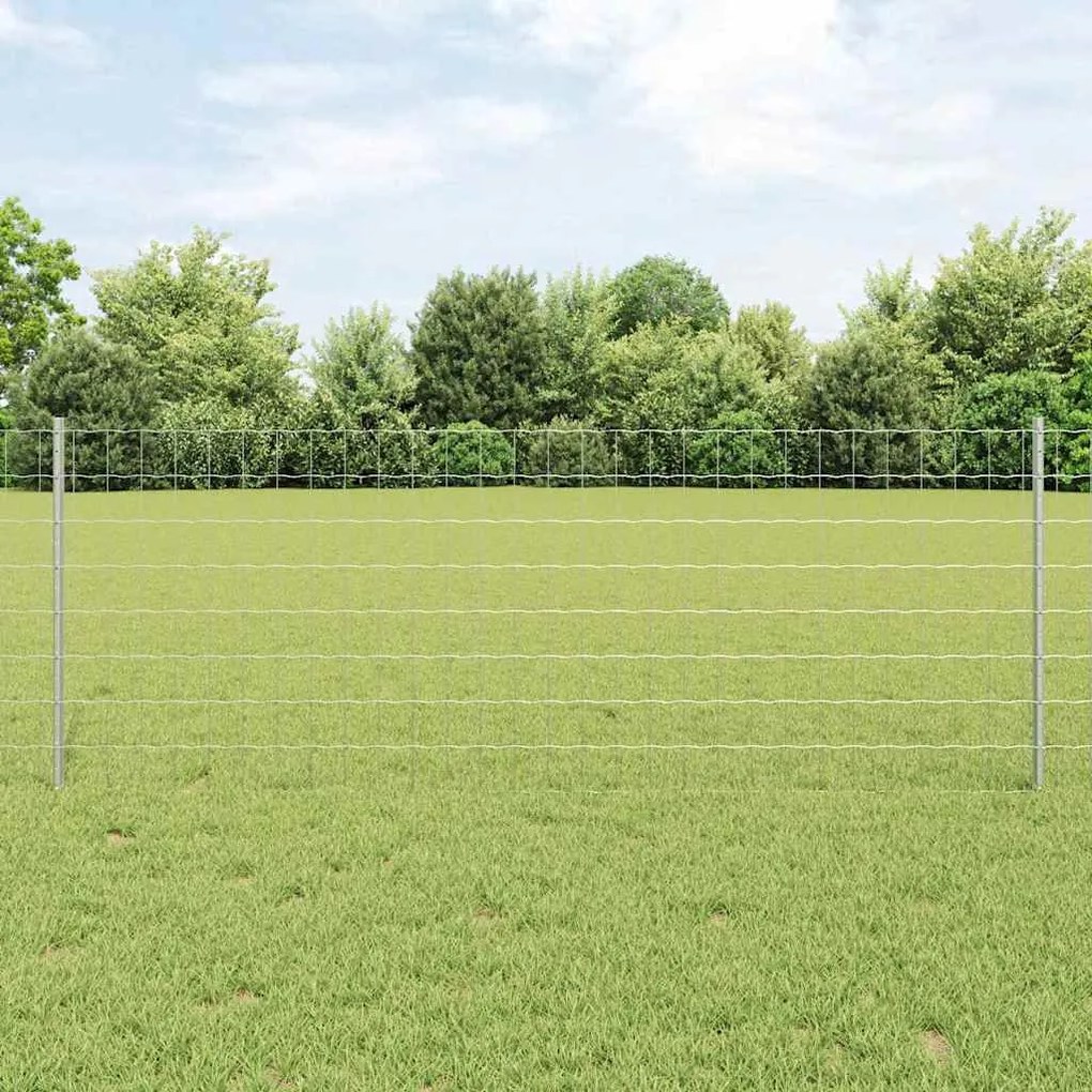 vidaXL Φράχτης με Στήλες. Ασημί 0.8 x 25 m Ατσάλι