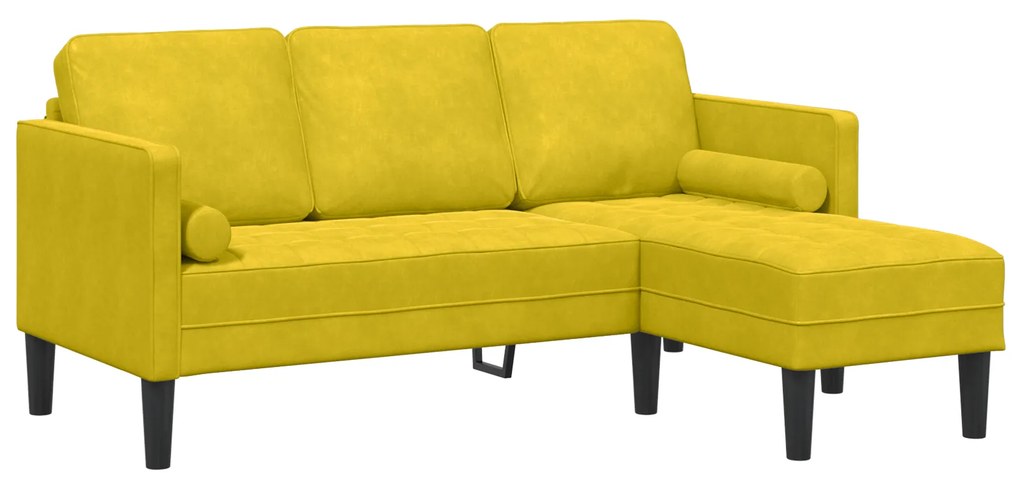 vidaXL Γωνιακός Καναπές Κίτρινος 173x131x67 εκ. Βελούδο
