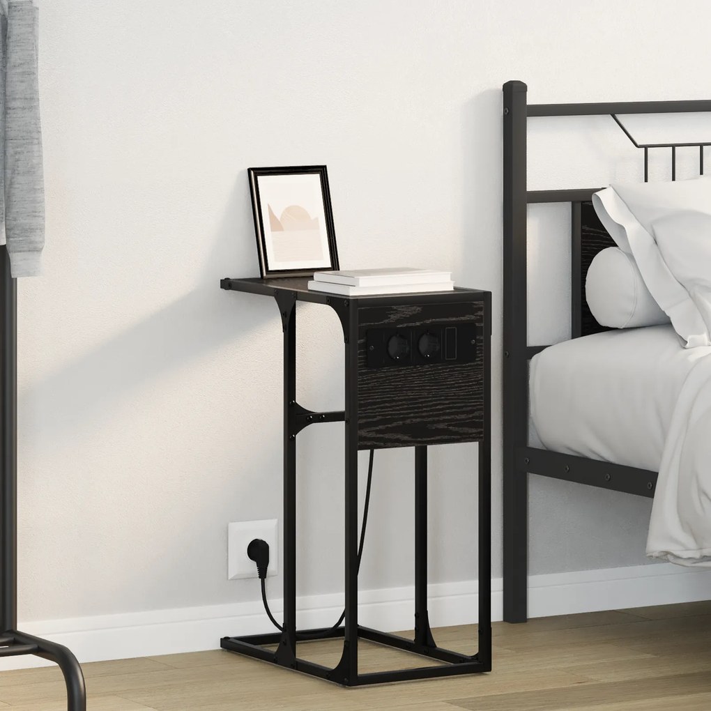 vidaXL Κομοδίνο Μαύρη δρυς 41.5 x 26 x 60.5 εκ Επεξεργασμένο ξύλο