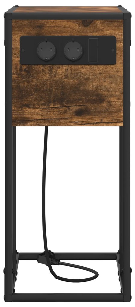 vidaXL Κομοδίνο Καπνιστή δρυς 41.5 x 26 x 60.5 εκ Επεξεργασμένο ξύλο