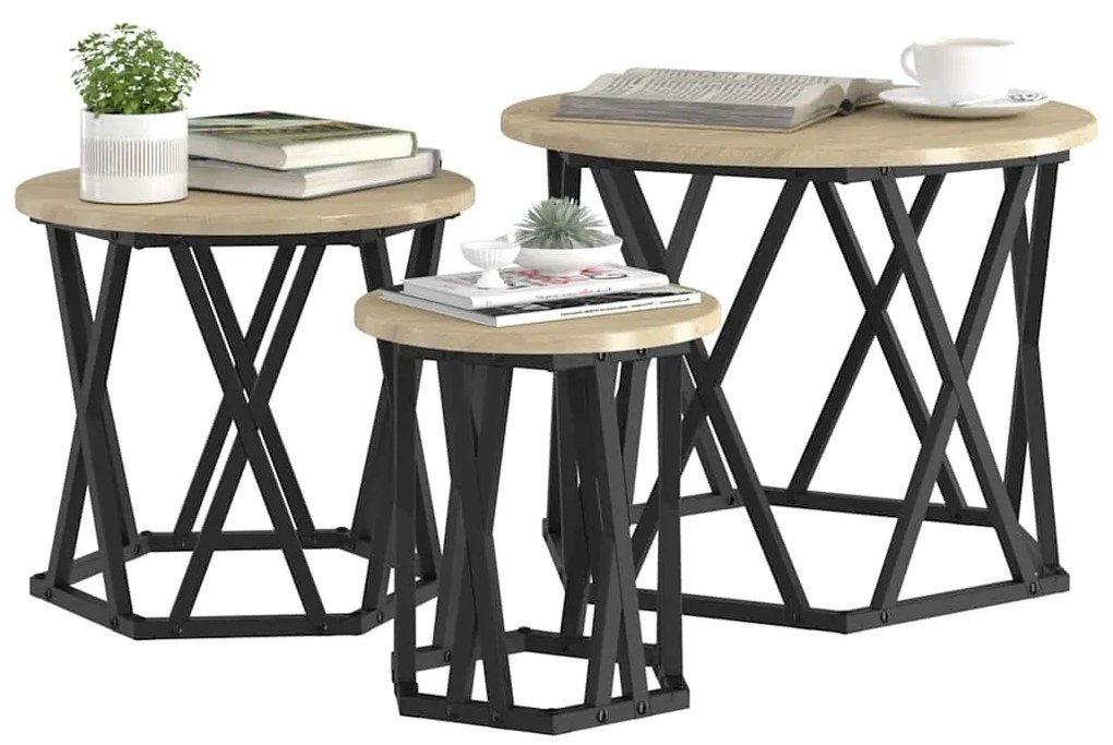 vidaXL Κομοδίνο Μονάδας 3 pcs Sonoma Δρυς 53 x 53 x 40 cm