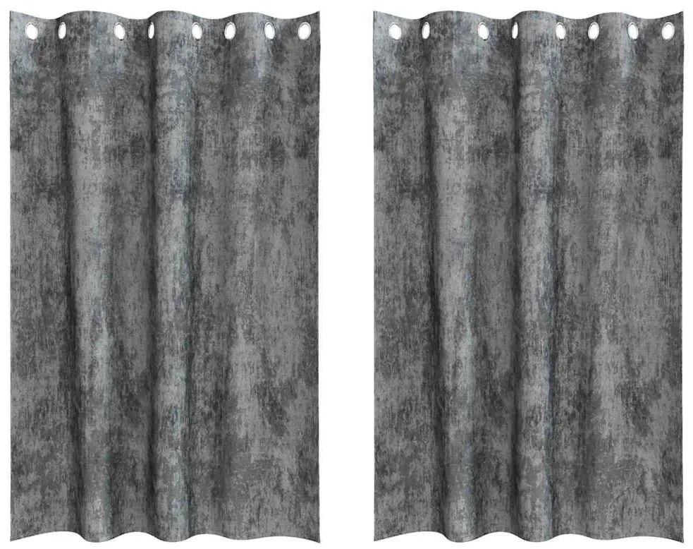 vidaXL Κουρτίνα με κουρτίνες 2 pcs Γκρι 175 x 140 εκ. Βελούδο