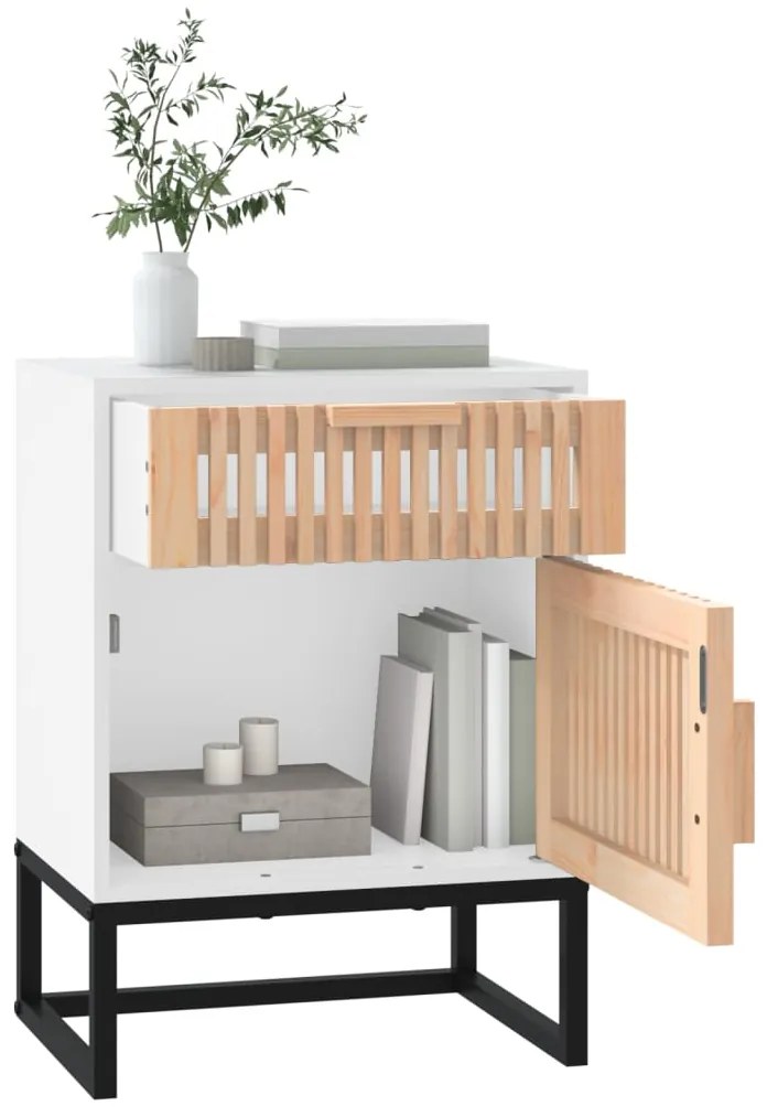 vidaXL Κομοδίνα 2 τεμ. Λευκά 40x30x55,5 εκ Επεξεργασμένο Ξύλο &amp; Σίδερο