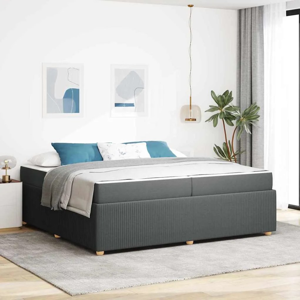 vidaXL Σκελετός Κρεβατιού Άλλο Σκούρο γκρι 200 x 200 cm ύφασμα