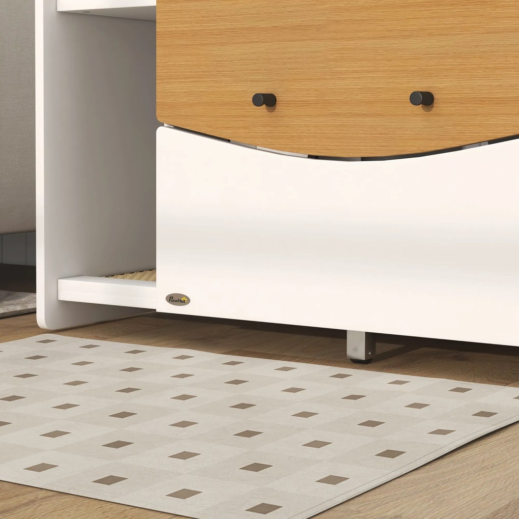 PawHut Έπιπλο Κρυψώνας για Γάτες, Συρταρωτό, Σχεδιασμός Ντουλαπιού, Δίσκος Απορριμμάτων, 78x50x51cm, Δρυς/Λευκό