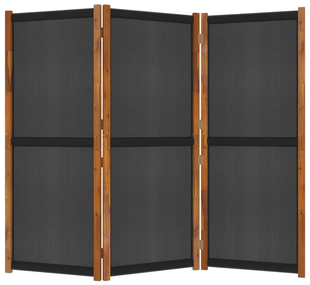 Διαχωριστικό Δωματίου με 3 Πάνελ Μαύρο 210 x 180 εκ. - Μαύρο