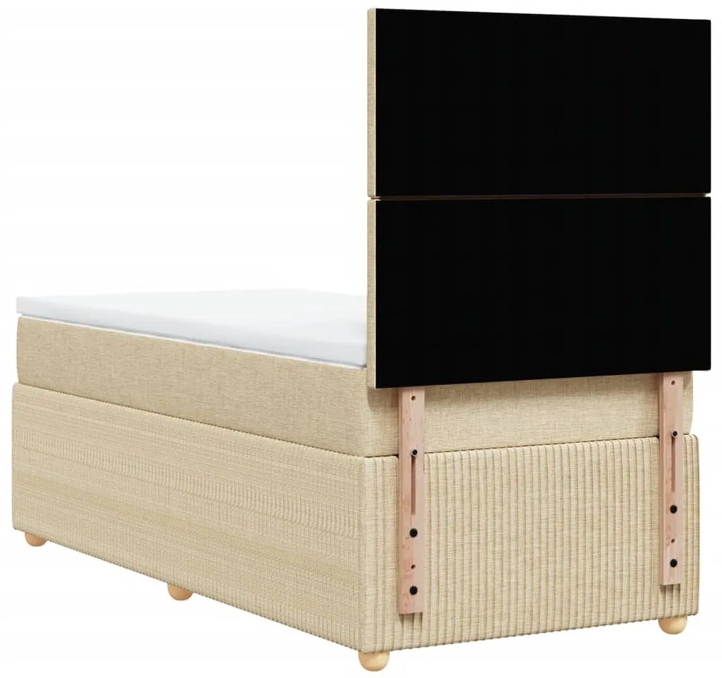 vidaXL Κρεβάτι Boxspring με Στρώμα Κρεμ 100 x 200 εκ. Υφασμάτινο